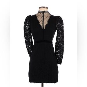 Express black lace mesh mini dress with long sleeves